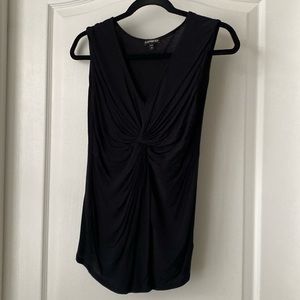 Express tank top. Size small. Knot at center of top for a cinched looked. Black.